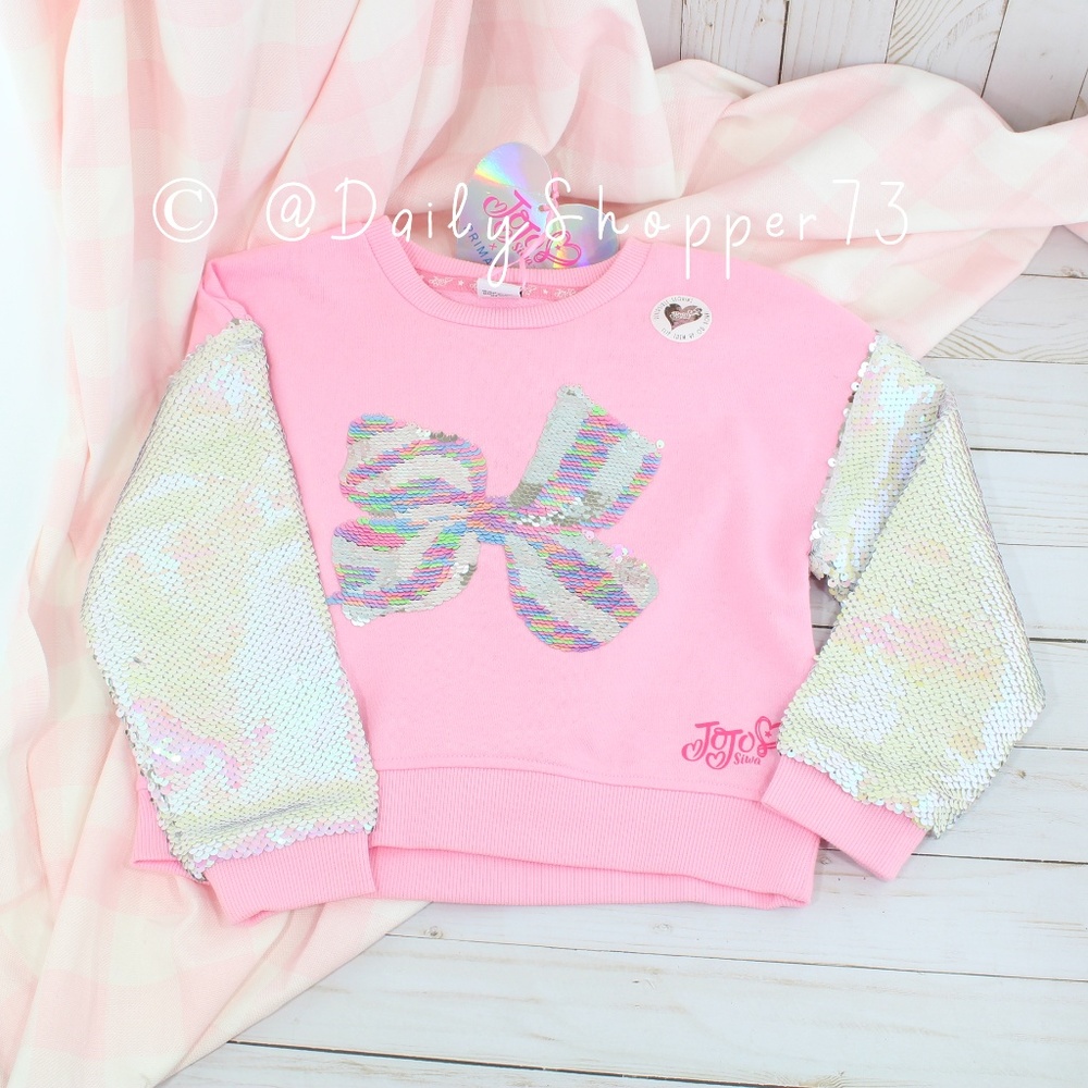 Exclusive Jojo Siwa x Primark  Reversible Sequin Pastel Rainbow Bow Sweatshirt